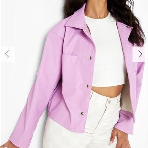 NWT Boohoo faux leather purple jacket